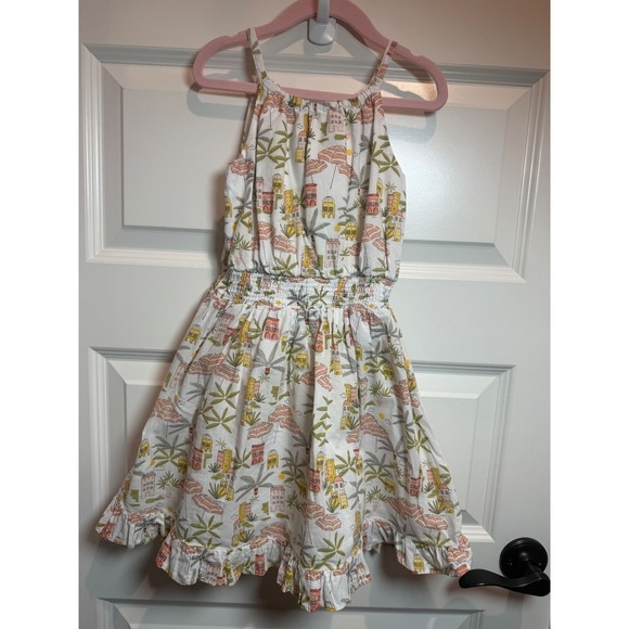 Janie and Jack Other - Janie and Jack Girls Size 6 White Coastal Village Palm Tree Cotton Ruffle Dress